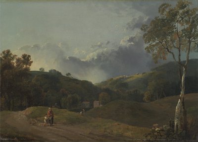 Paisaje con campesinos de George Barret